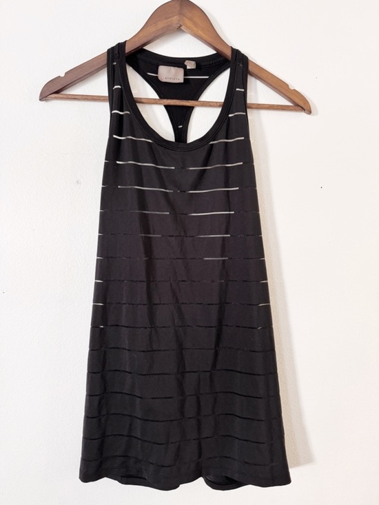 Athleta Tops - Athleta Black Racerback Tank Top with Subtle Sheer Stripe large